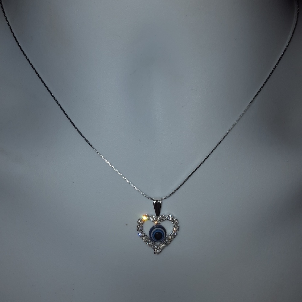 Greek evil eye Platinum Plate CZ Pendant necklace